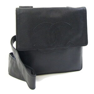 CHANEL Black Caviar Leather Logo Shoulder Bag